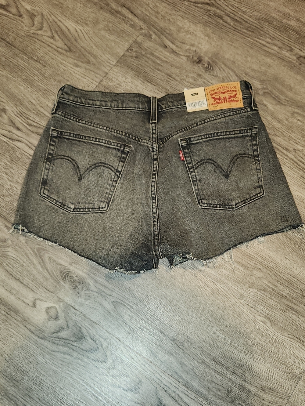 NWT- Levi's 501 Buttonfly High Rise Black Washed Denim Cutoff Shorts 30